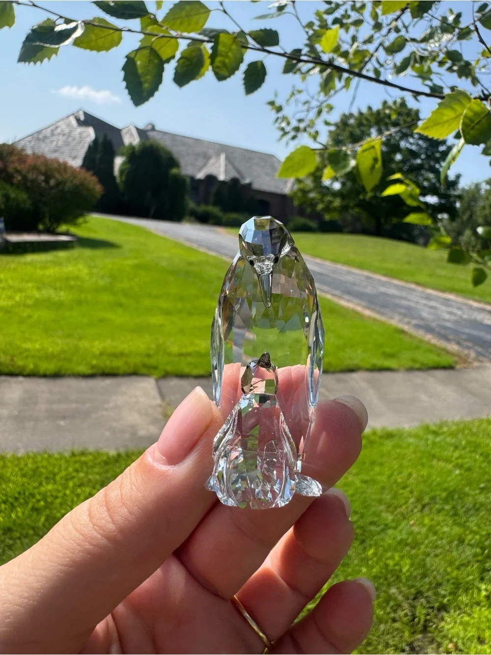 SWAROVSKI mother penguin and baby penguin crystal figurine stamped